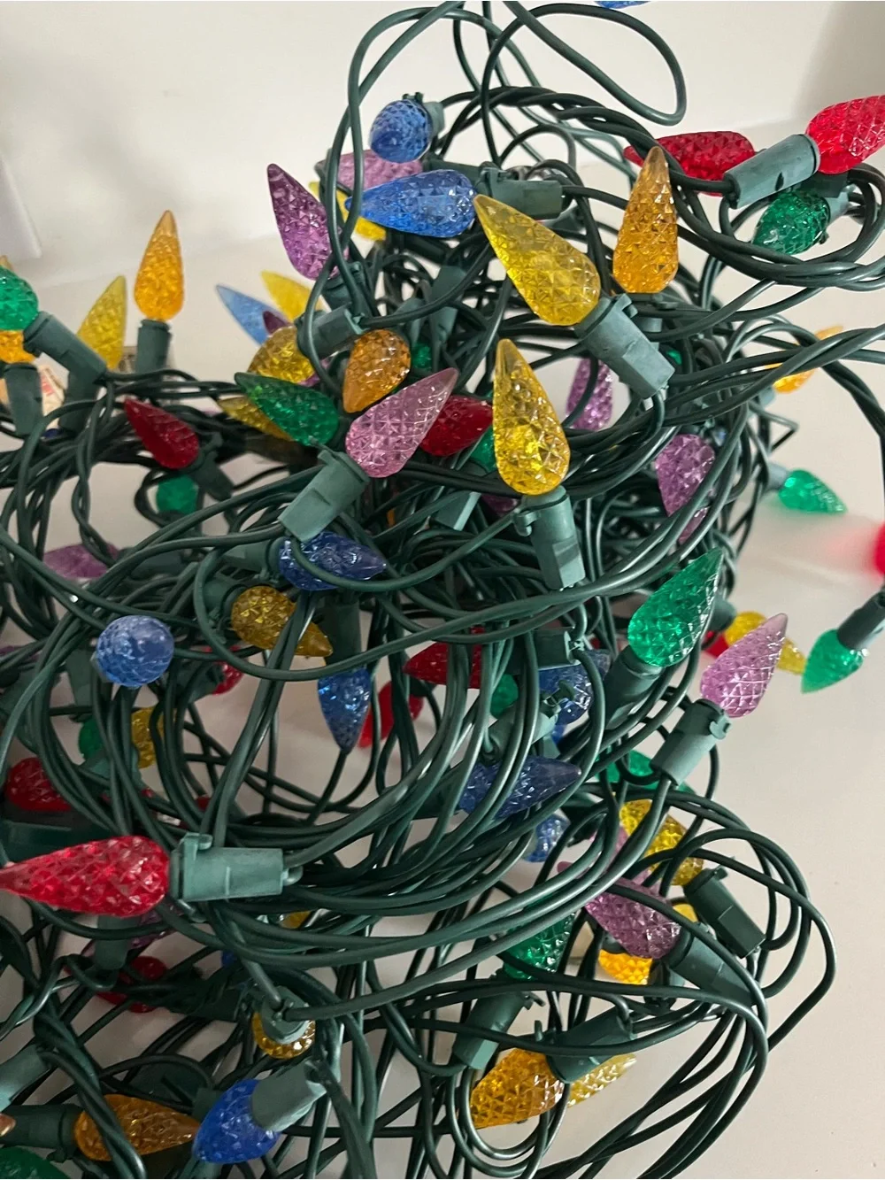 Multicolor C6 LED Party String Lights - Green Wire - 5 x 22 feet long